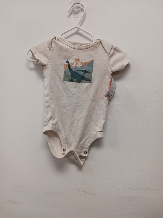 beige Carters Dinosaur Onesie, 0-3M B