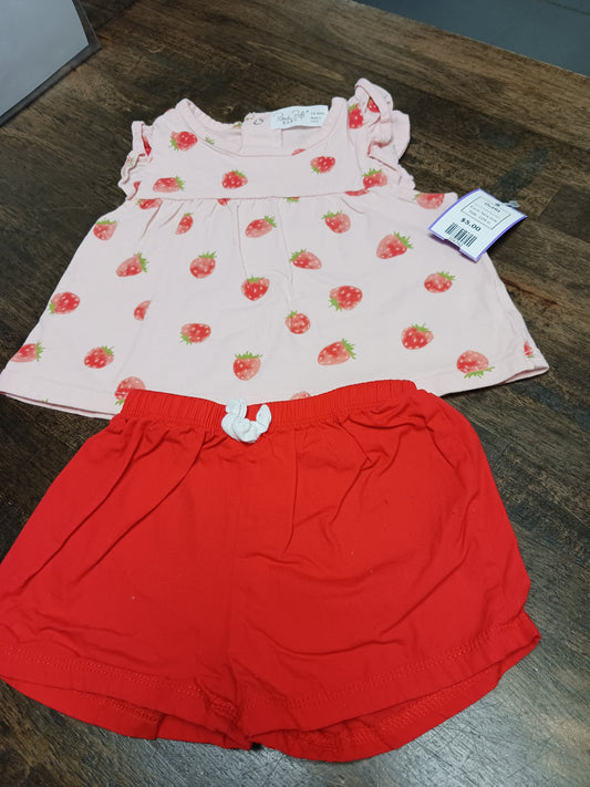 Pink/Red Strawberry Rene Rofe Outfit, 12M G