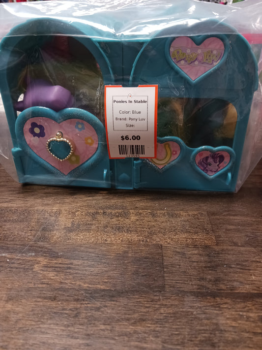 Blue Pony Luv Ponies In Stable