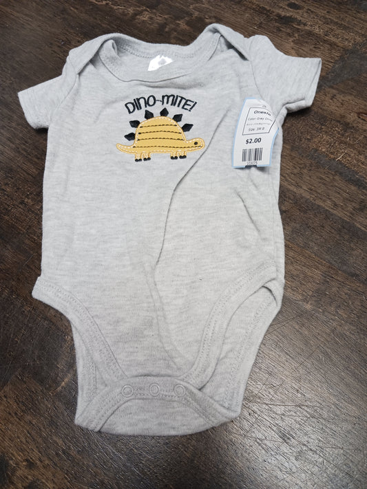 Grey Dino Little Beginnings Onesie, 3M B