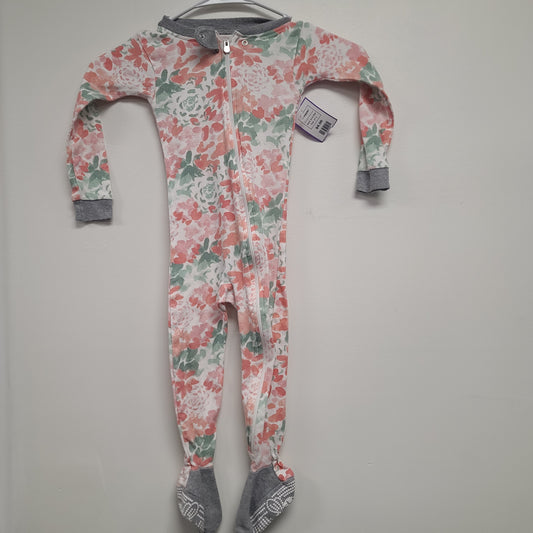 White/Pink/Green Flower Burts Bees Sleeper, 2T G