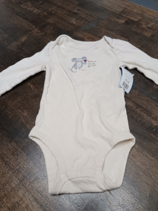 cream Carters Long Sleeve Mouse Onesie, 6M G