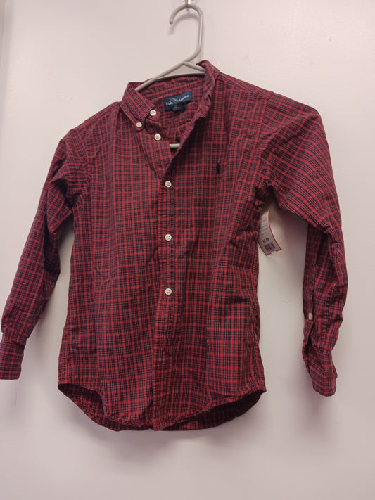 Red/Navy Plaid Ralph Lauren Longsleeve Button Up, 7 B