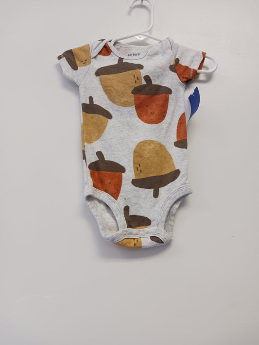 grey/orange Carters Acorn Onesie, 6M B