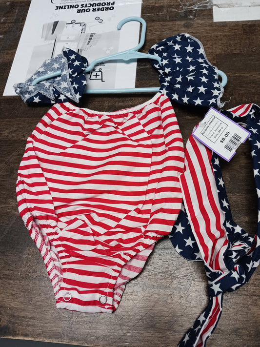 Red/White/Blue Boutique Striped Onesie, 6M G