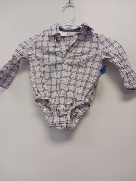 pink/grey Koala Kids Long Sleeve Button Down Onesie 12/18m, 12M B