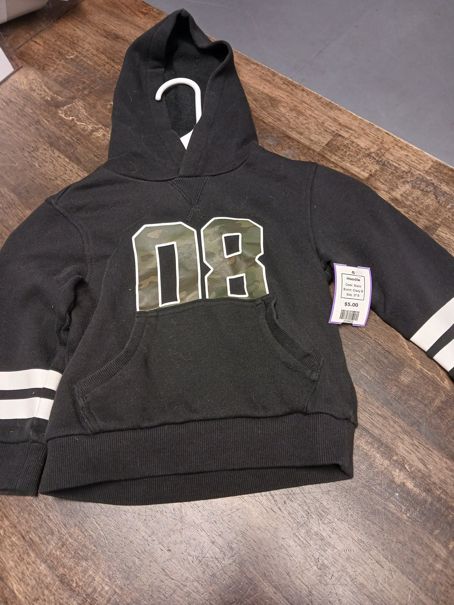 Black Crazy 8 Hoodie, 3T B