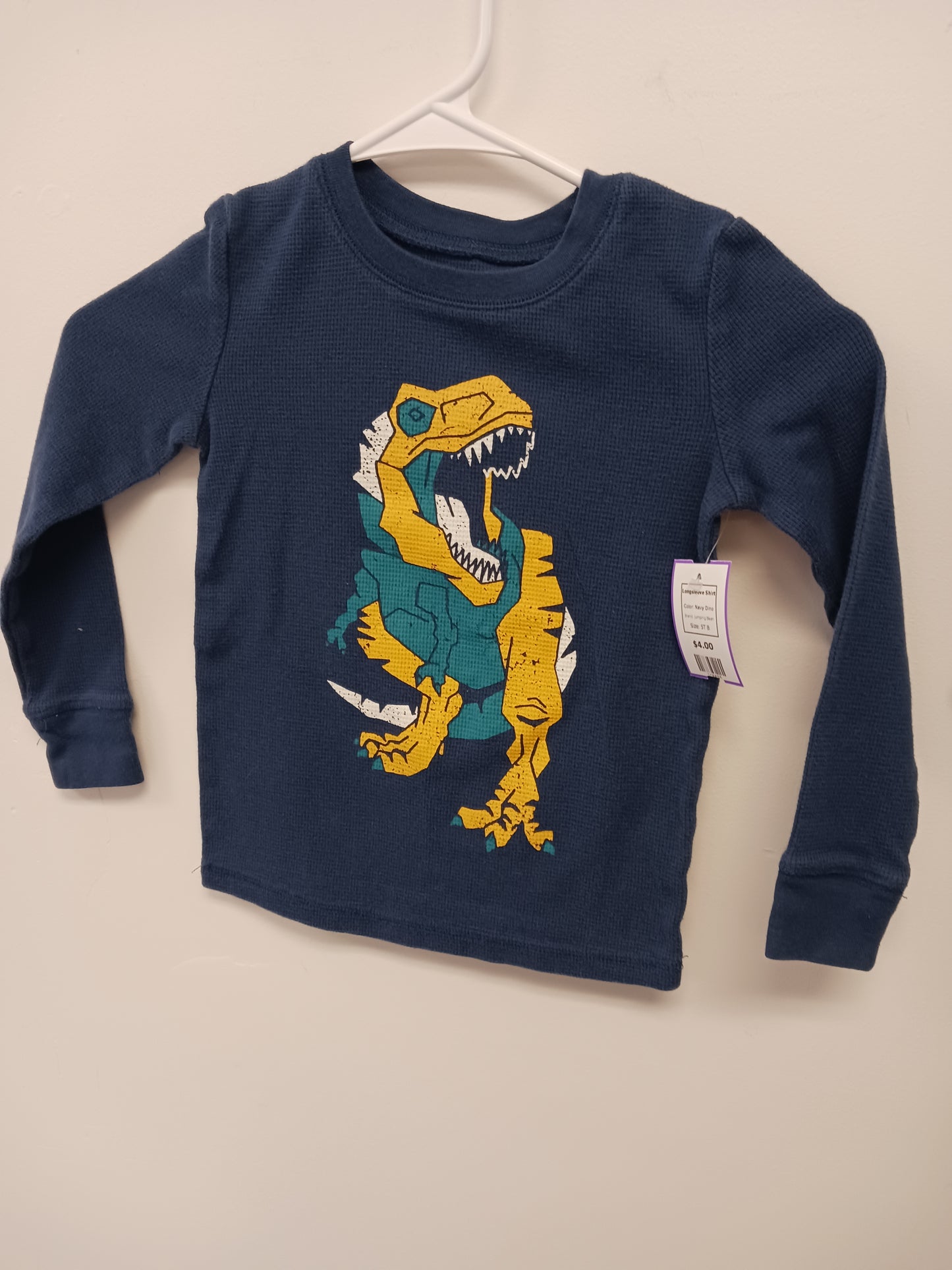 Navy Dino Jumping Bean Longsleeve Shirt, 5T B