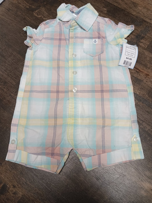 Pink/Yellow/Blue Plaid Carters Short One Piece, 3M B