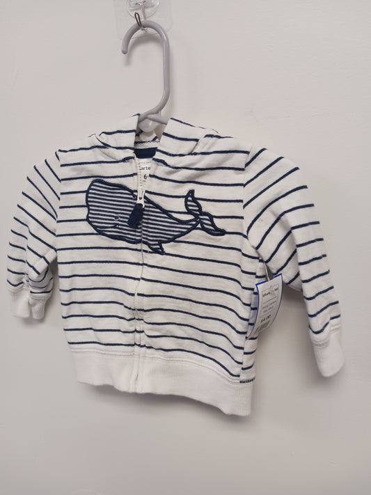Blue/White Striped Carters Whale Jacket, 6M B
