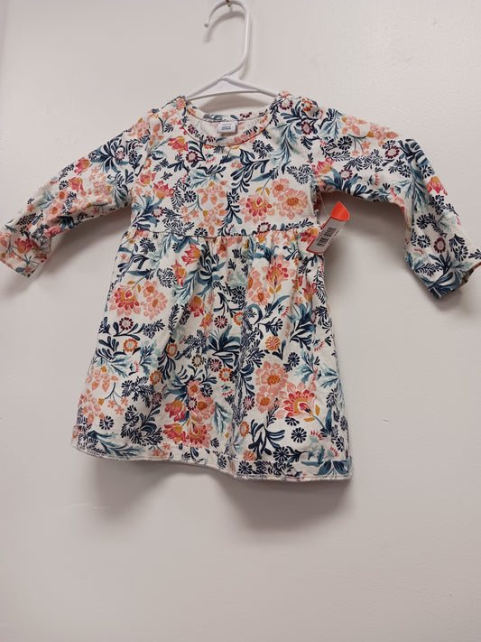 white Old Navy Long Sleeve Flower Dress, 12-18M G