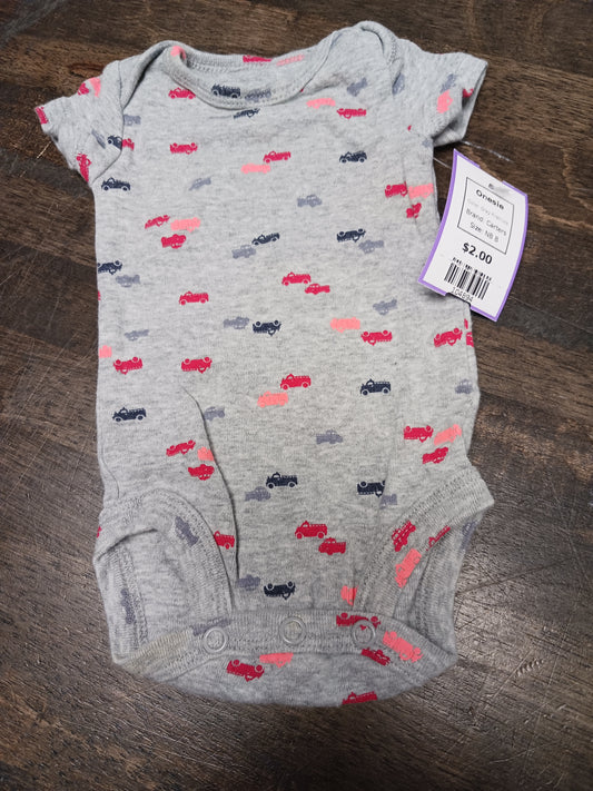 Grey Firetruck Carters Onesie, NB B