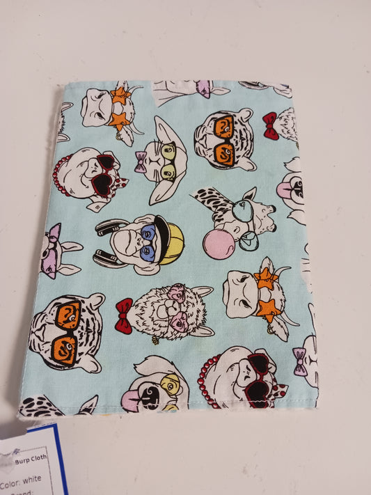 white  Animals Burp Cloth