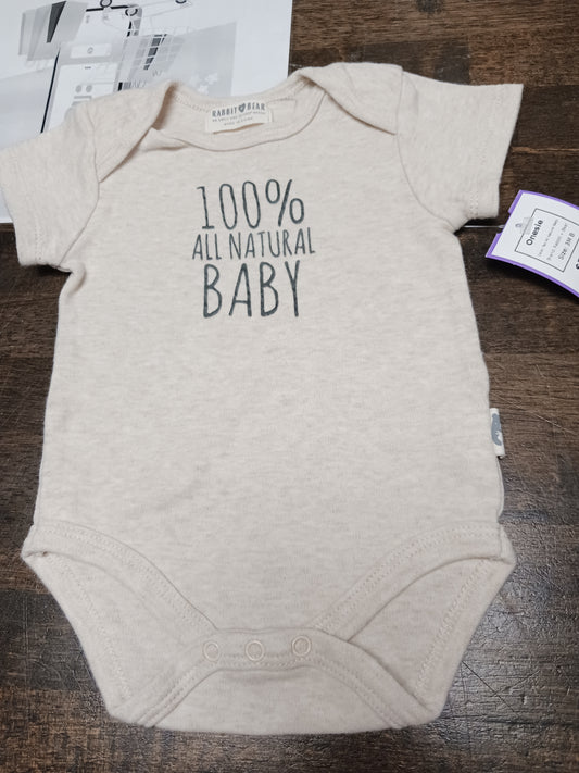 Tan All Natural Baby Rabbit + Bear Onesie, 3M B