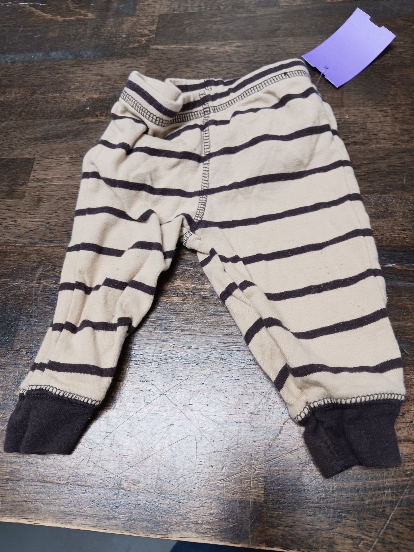 Tan/Brown Striped Carters Pants, 3M B