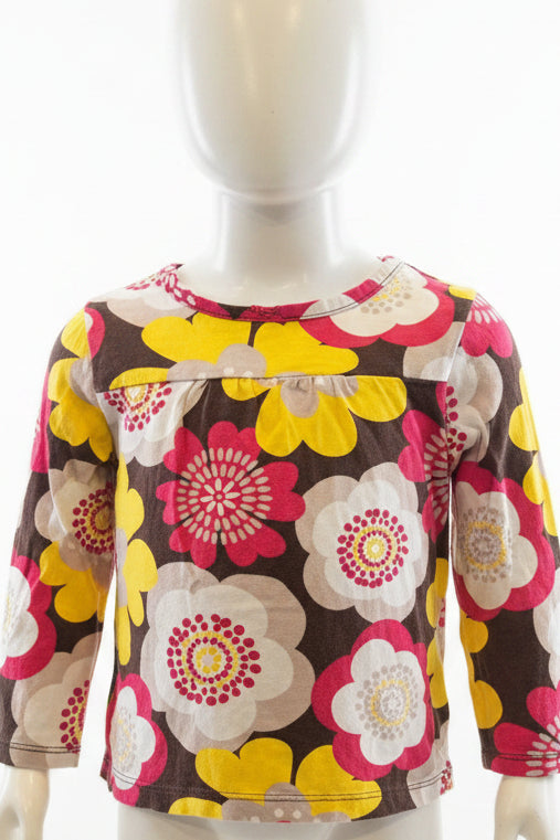 Brown/Pink/Yellow/Tan Flowers Carters Longsleeve Shirt, 2T G