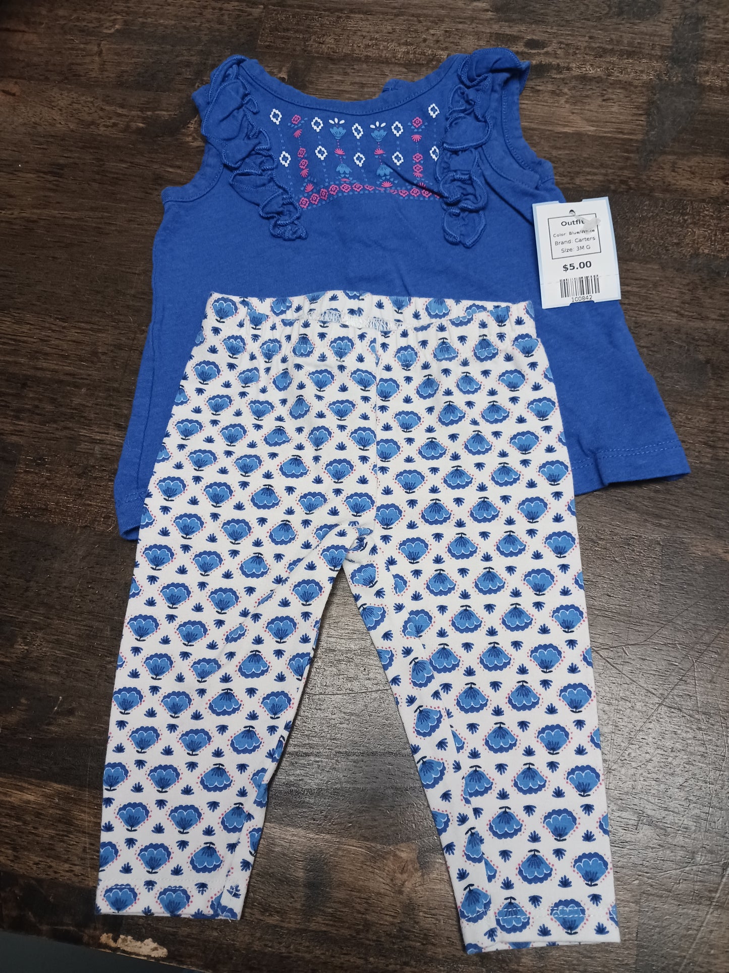 Blue/White Carters Outfit, 3M G