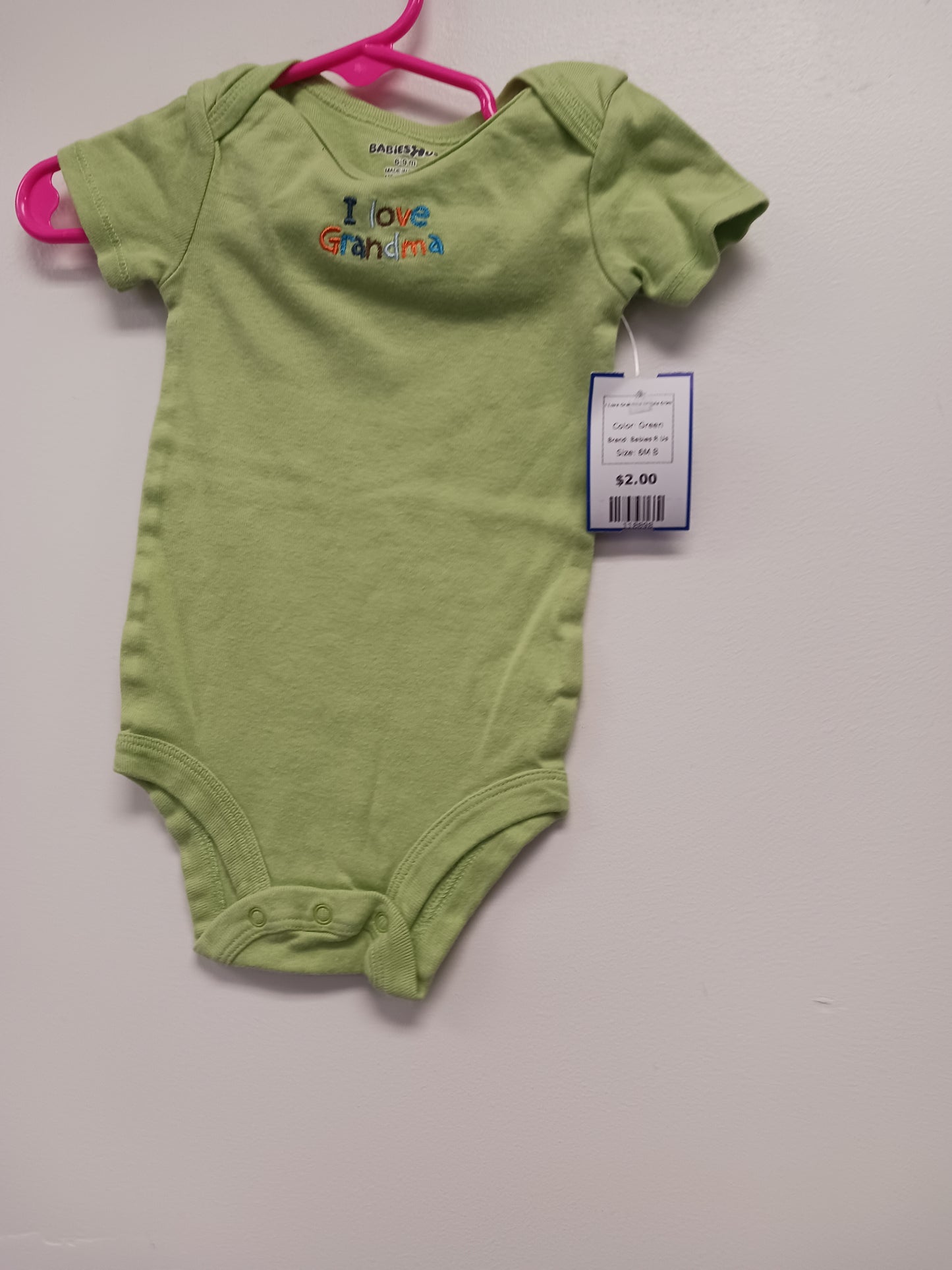 Green Babies R Us I Love Grandma Onesie 6/9m, 6M B