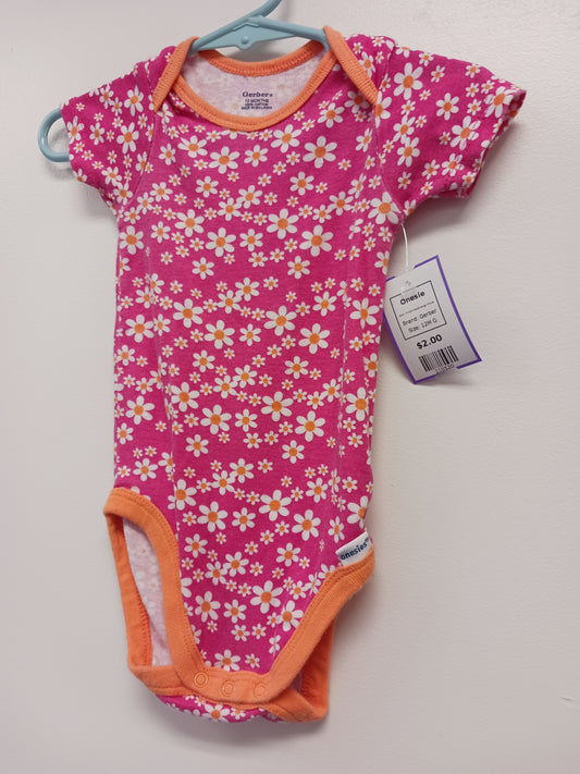 Pink/White/Orange Flower Gerber Onesie, 12M G