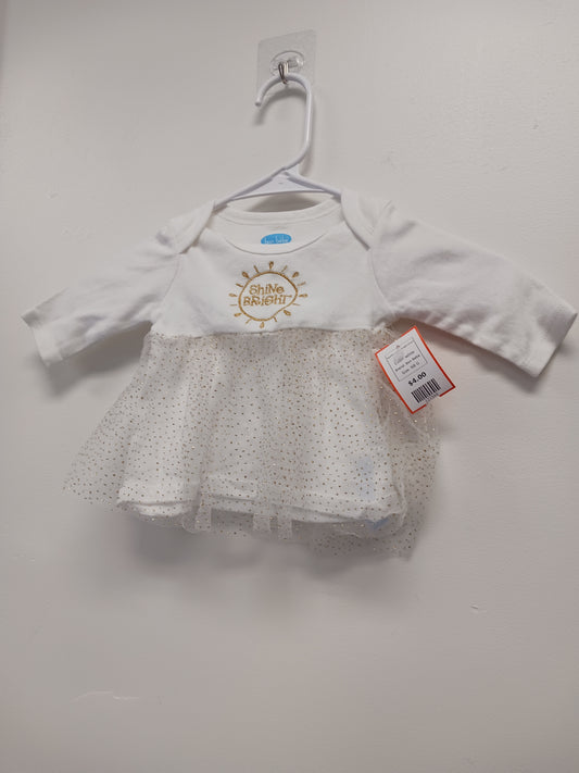 white Bon Bebe Sparkle Shine Bright Dress, NB G
