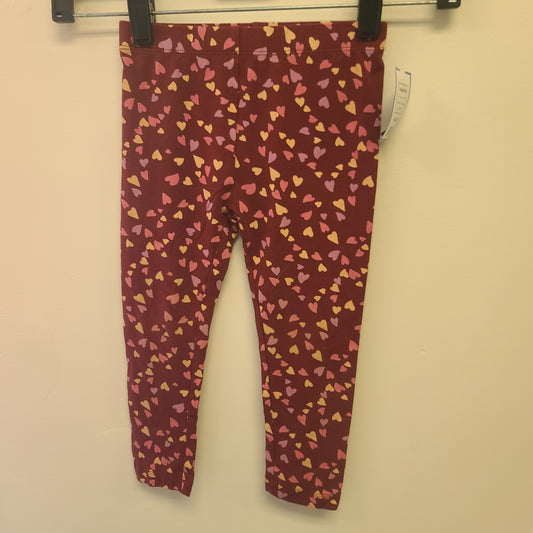 Burgandy/Colorful Heart Epic Threads Leggings, 3T G