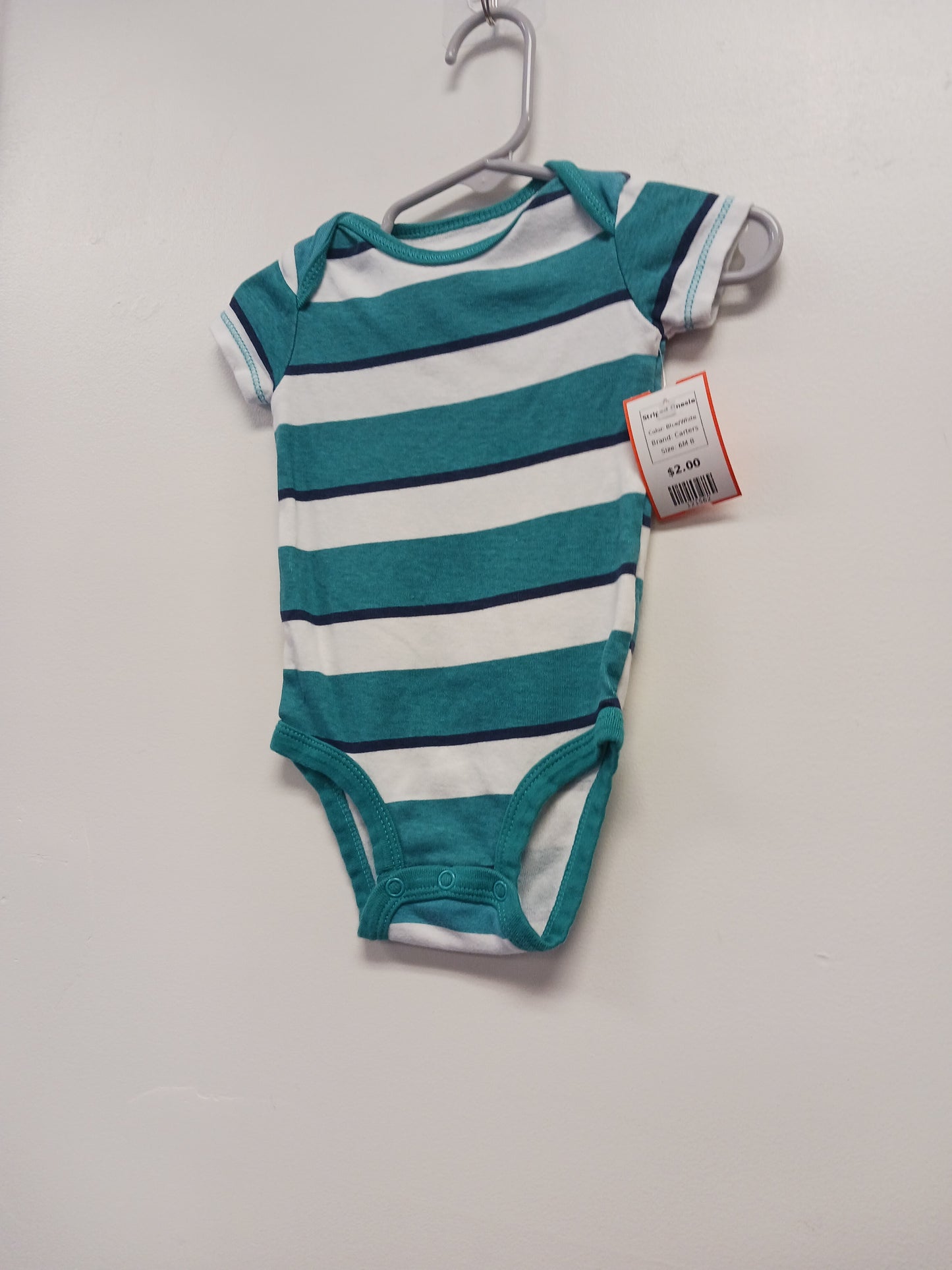 Blue/White Carters Striped Onesie, 6M B