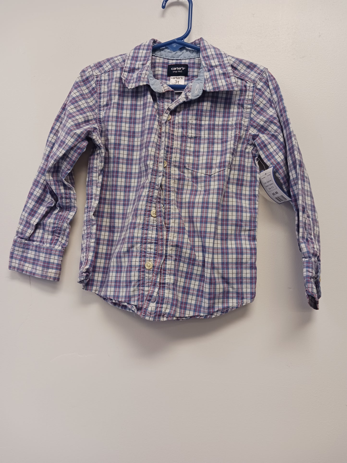 blue/red Carters Long Sleeve Button Down, 3T B