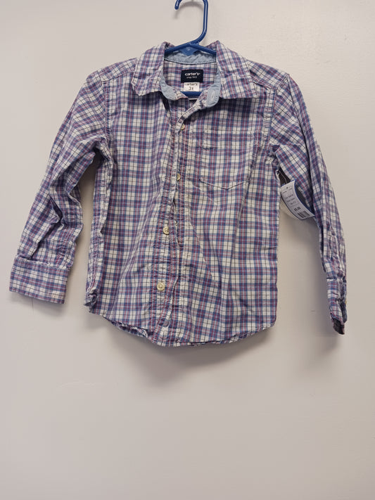 blue/red Carters Long Sleeve Button Down, 3T B