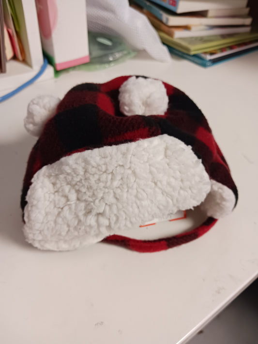 Red/Black Plaid Cat & Jack Winter Hat, NB B