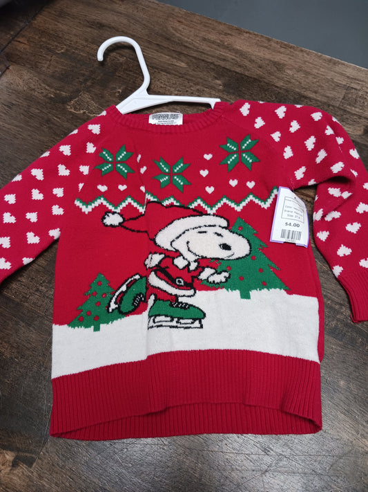 red/white Peanuts Snoopy Christmas Sweater, 2T B