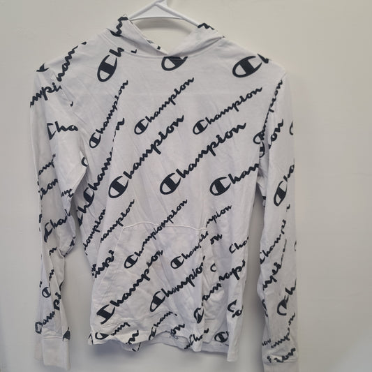 White Champion Long sleeve hooded, 10 B