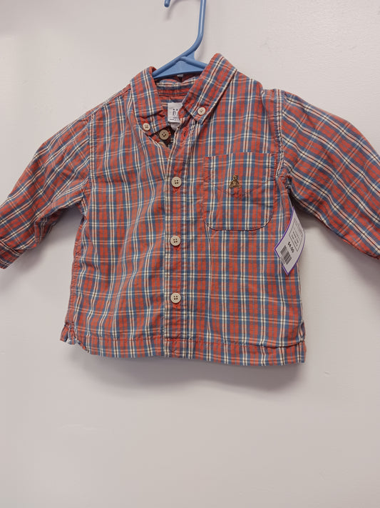 Orange/Blue Plaid Gap Longsleeve Button Up, 12M B