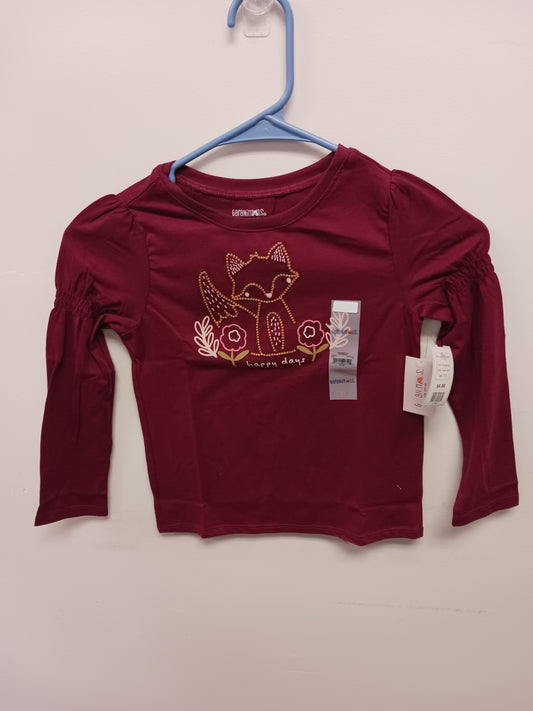 Burgandy Garanimals Fox Long Sleeve Shirt, 5T G
