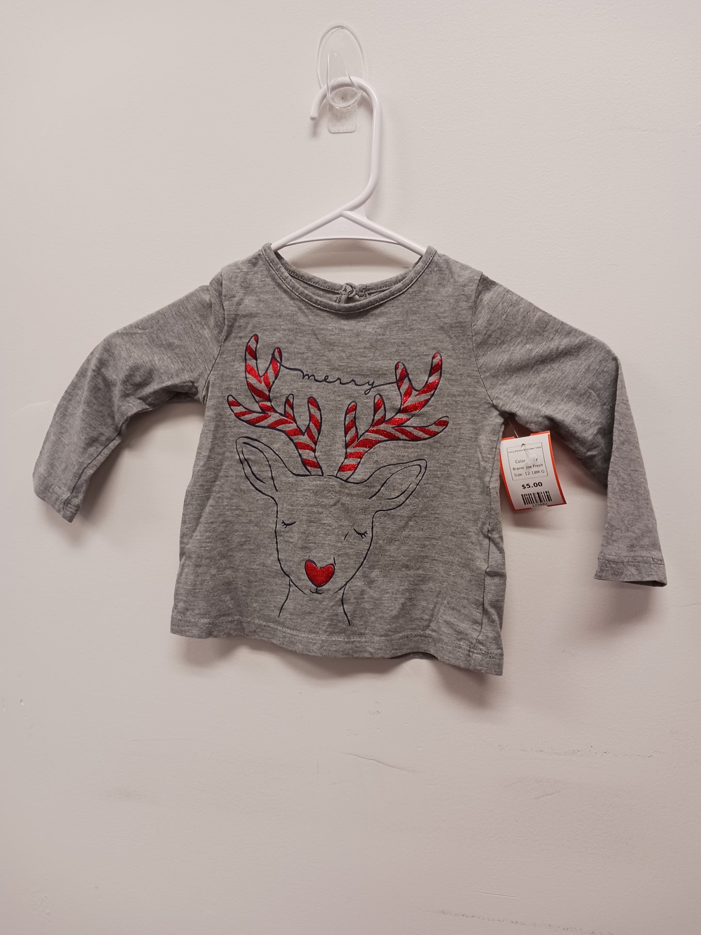Grey Joe Fresh Long Sleeve Reindeer Shirt, 12-18M G