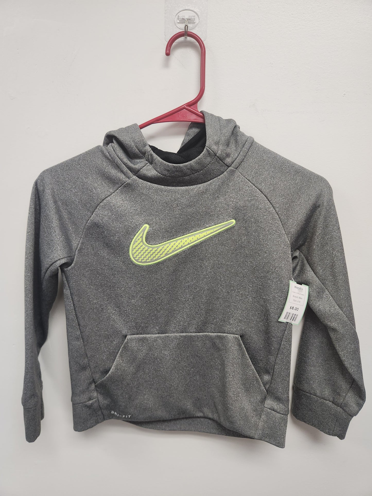 Grey/Green Nike Hoodie, 6 B