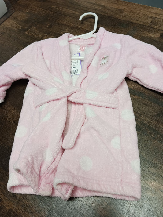 pink Carters Poka Dot Bath Robe 0-9m, NB G