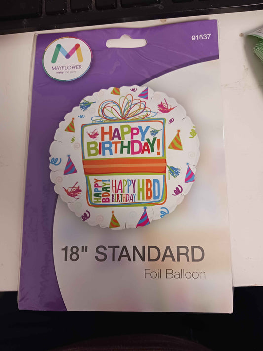 Multi Mayflower 18" Foil Happy Birthday Balloon