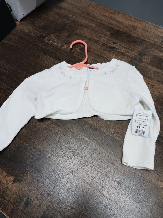 white Janie & Jack Rosebud Cardigan, 12M G