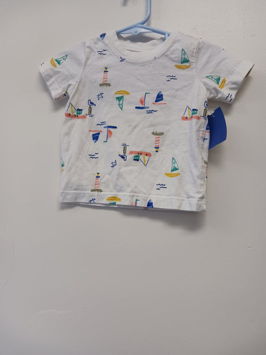 white Carters Sail Boat Tshirt, 9M B