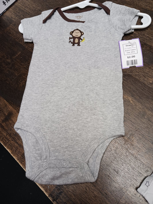 Grey/Brown Monkey Caters Onesie, 3M B