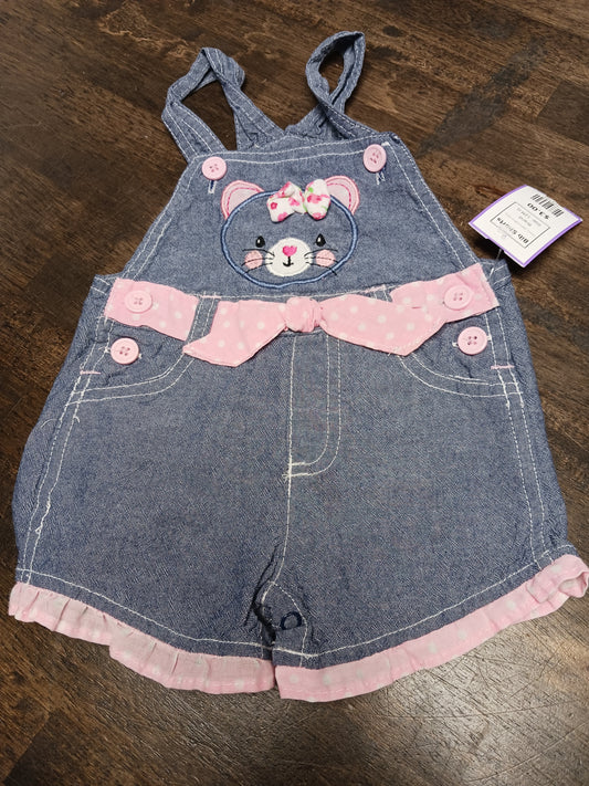 Denim/Pink Kitty  Bib Shorts, 12M G