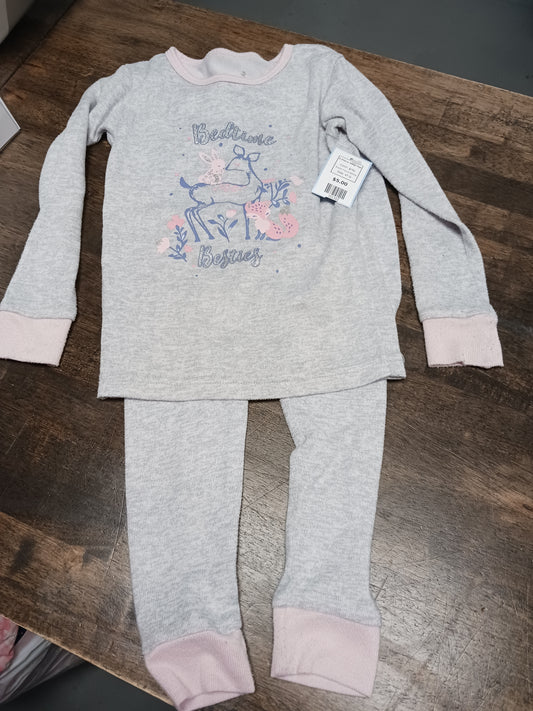 grey Laura Ashley 2 Piece Deer PJS, 4T G