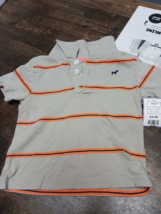 Tan/Orange Carters Polo, 12M B