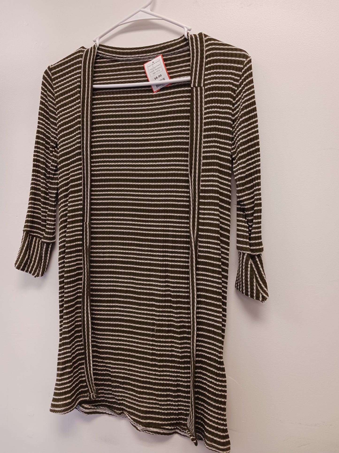Green Striped Boutique Long Sweater Duster, 5T G