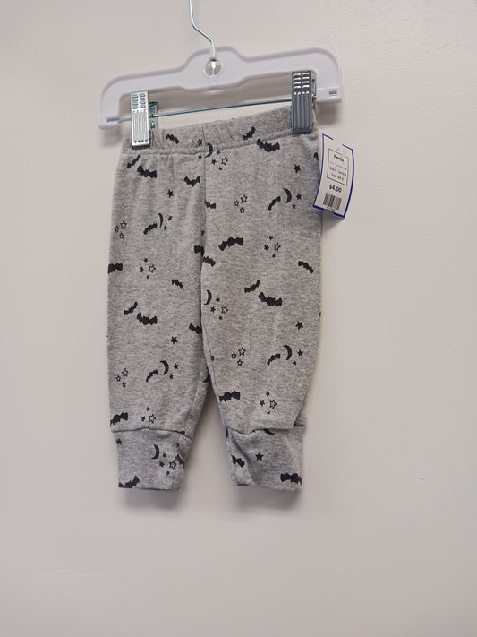 Grey/Black Bat Carters Pants, 6M B