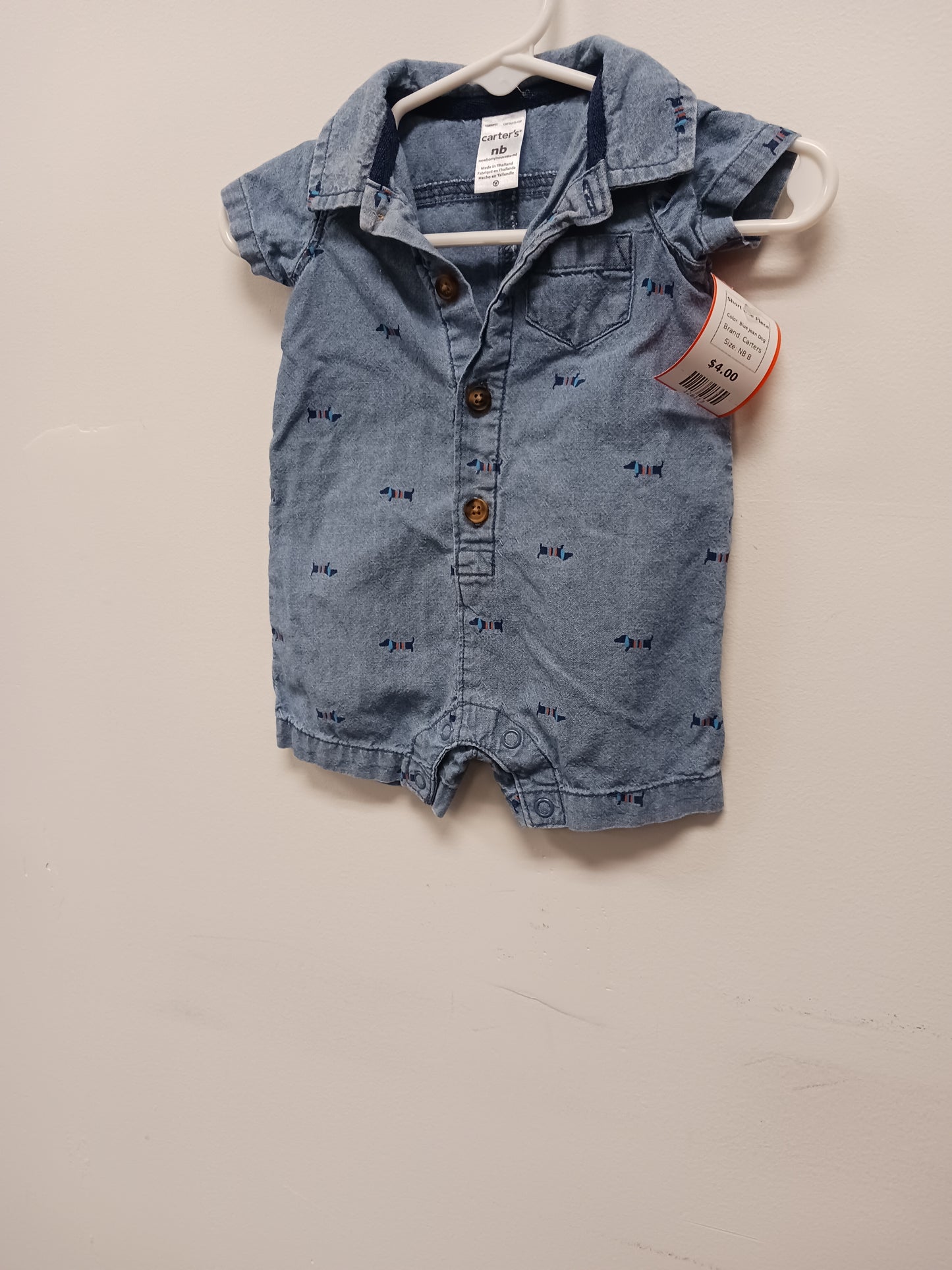 Blue Jean Dog Carters Short One Piece, NB B