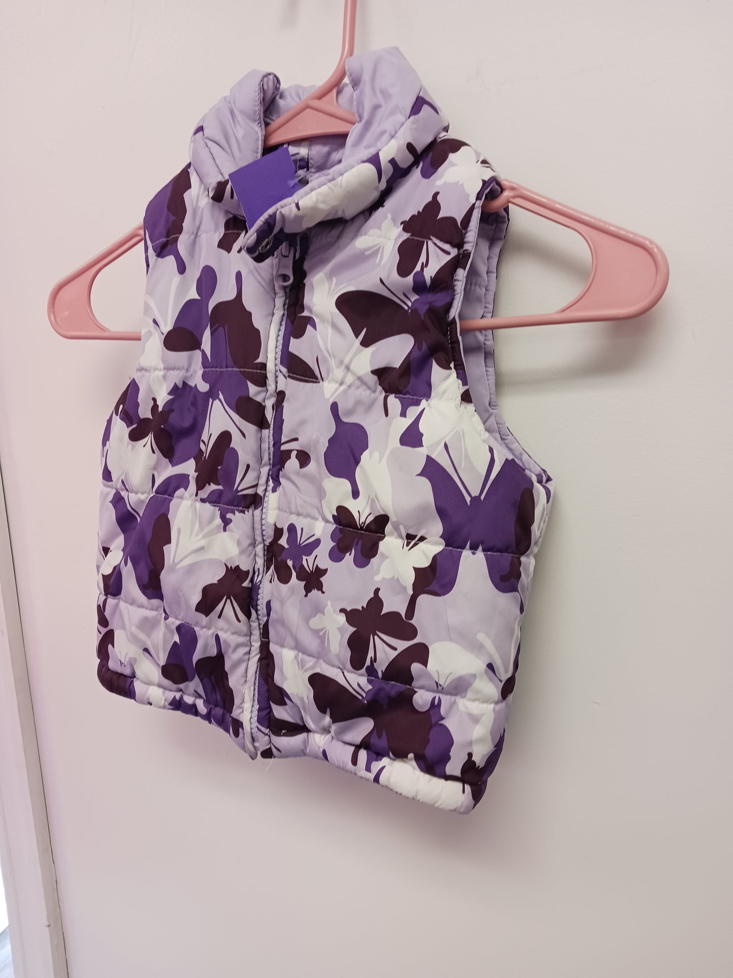 purple Wonder Kids Flowered Puffy Vest Reverible, 5T G