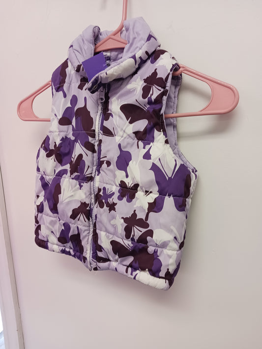 purple Wonder Kids Flowered Puffy Vest Reverible, 5T G