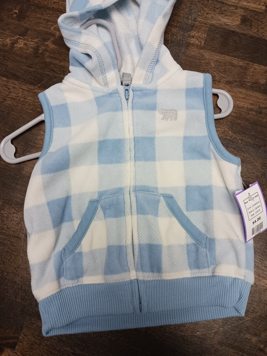 white/blue Carters Bear Hooded Vest, 12M B