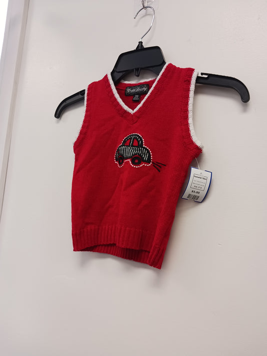 Red/White Car English Laundry Sweater Vest, 2T B